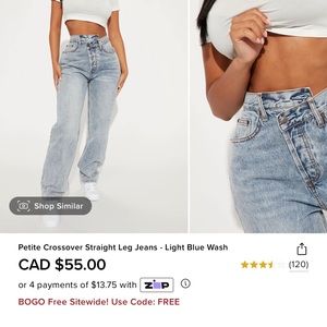 Brand new with tags, petite fashion nova crossover jean size 3